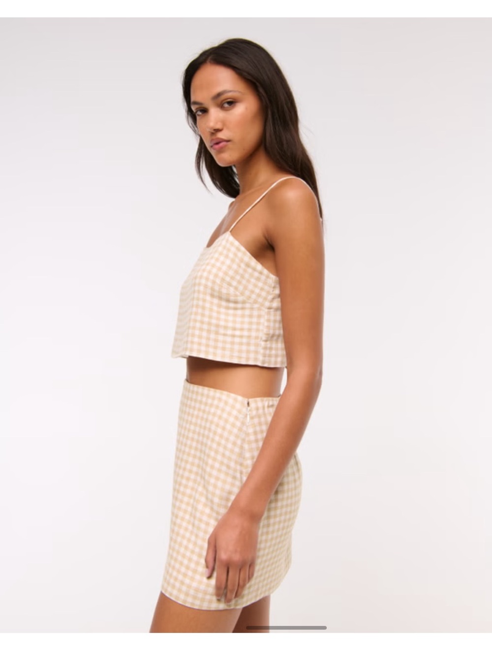 Abercrombie & Fitch Beige and White Gingham Mini Skirt